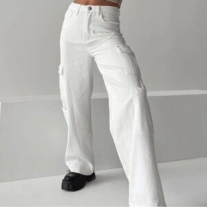 Princess Polly White Cargo Denim